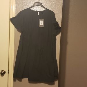 Black cotton trapeze dress